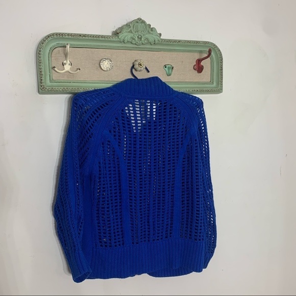 Cache royal blue open knit crochet studded cardigan small women’s top jacket - Picture 5 of 5